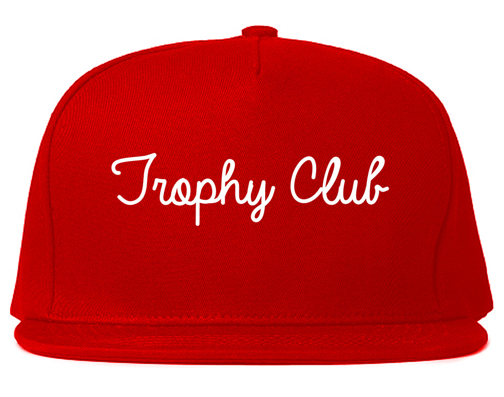 Trophy Club Texas TX Script Mens Snapback Hat Red