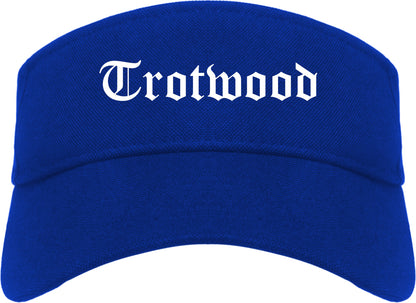 Trotwood Ohio OH Old English Mens Visor Cap Hat Royal Blue