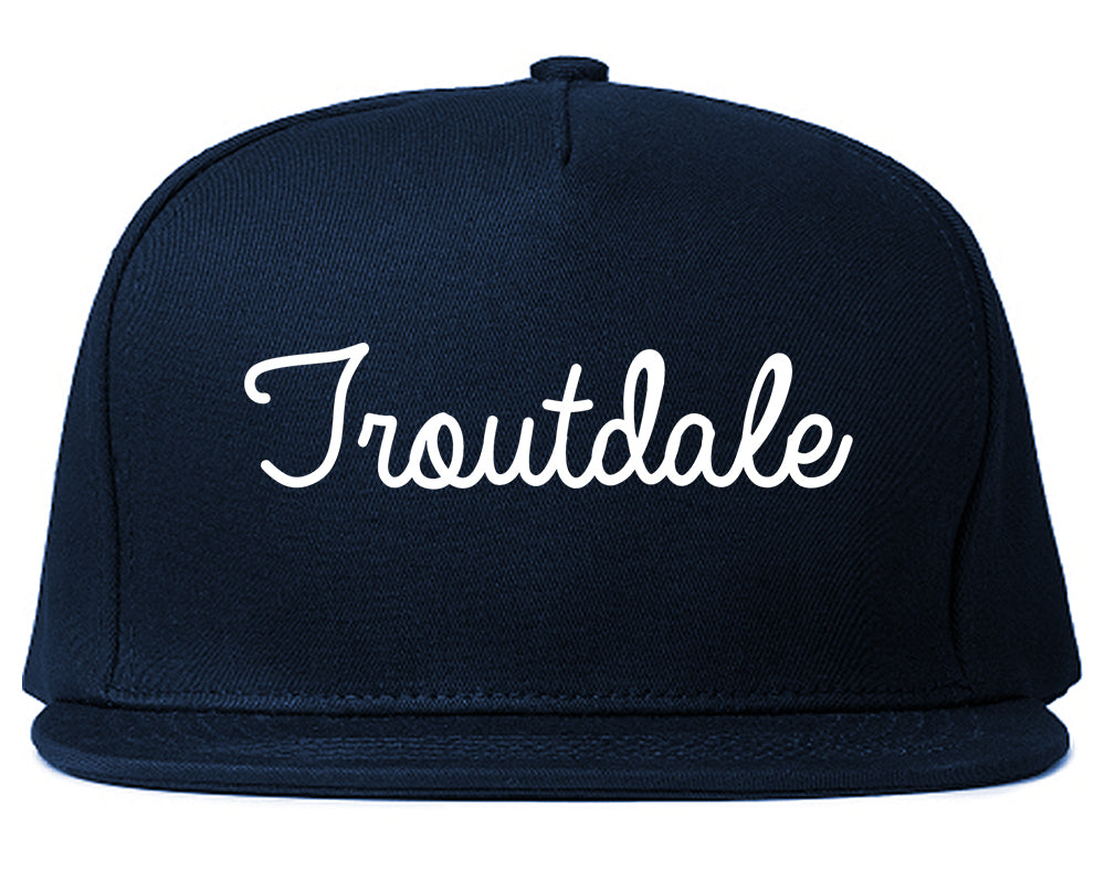 Troutdale Oregon OR Script Mens Snapback Hat Navy Blue