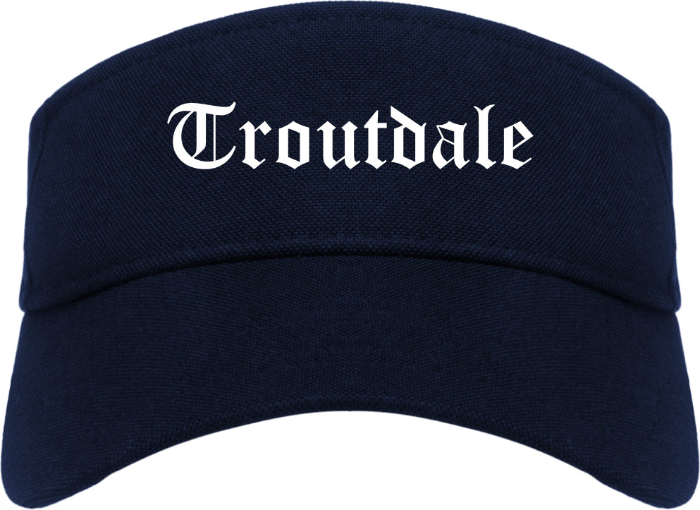 Troutdale Oregon OR Old English Mens Visor Cap Hat Navy Blue