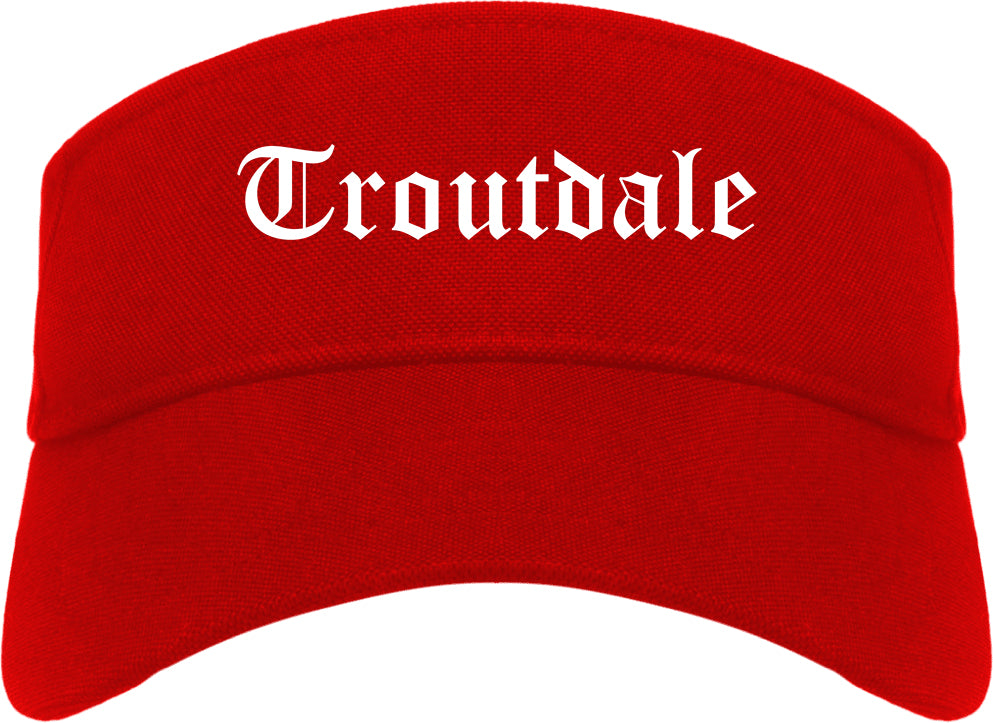 Troutdale Oregon OR Old English Mens Visor Cap Hat Red