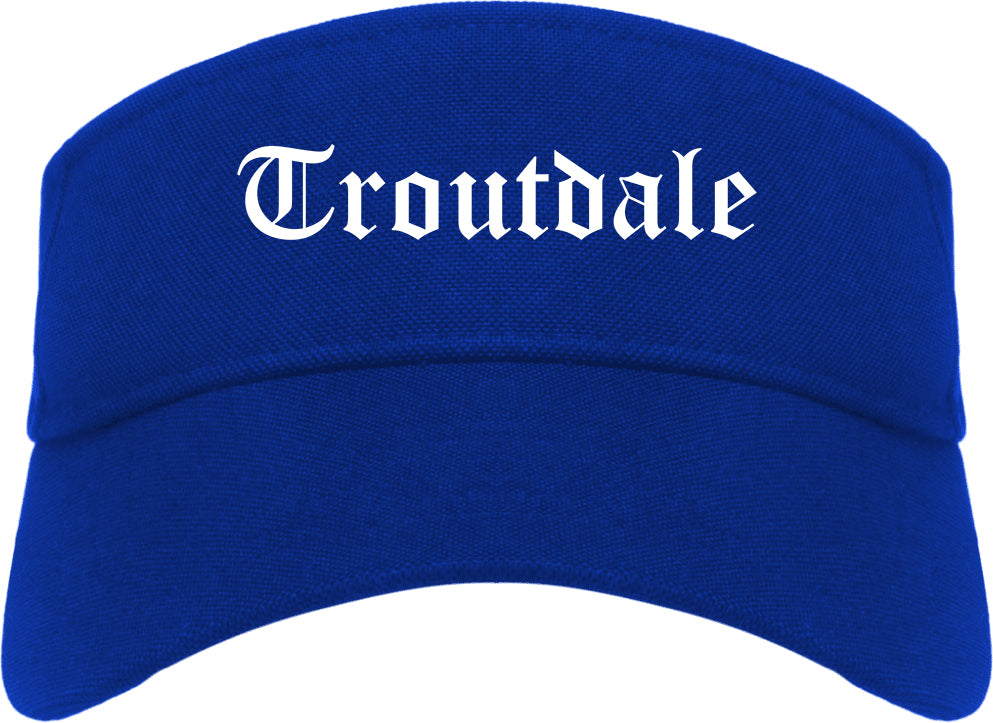 Troutdale Oregon OR Old English Mens Visor Cap Hat Royal Blue