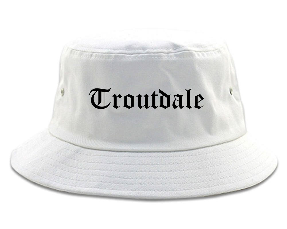 Troutdale Oregon OR Old English Mens Bucket Hat White