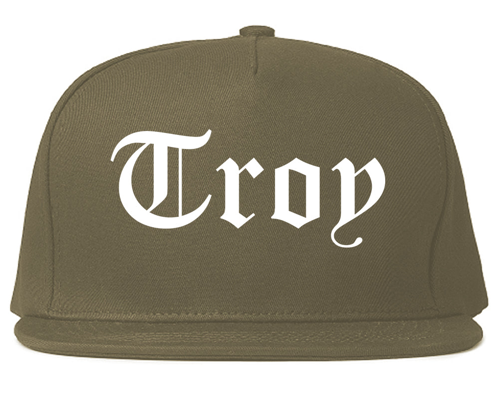 Troy Alabama AL Old English Mens Snapback Hat Grey