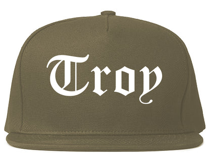 Troy Alabama AL Old English Mens Snapback Hat Grey