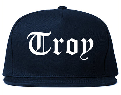 Troy Alabama AL Old English Mens Snapback Hat Navy Blue