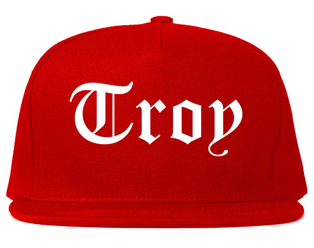 Troy Alabama AL Old English Mens Snapback Hat Red