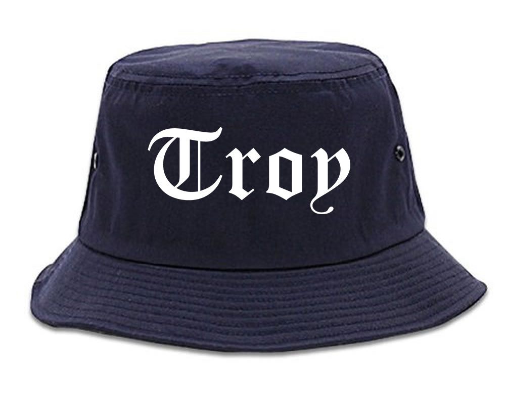 Troy Illinois IL Old English Mens Bucket Hat Navy Blue