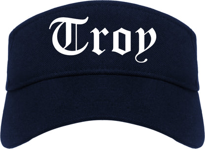 Troy Illinois IL Old English Mens Visor Cap Hat Navy Blue