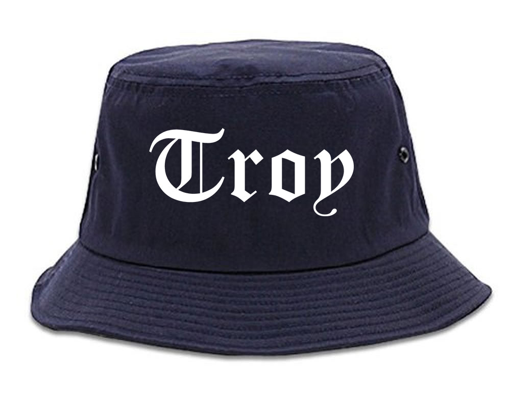 Troy Michigan MI Old English Mens Bucket Hat Navy Blue