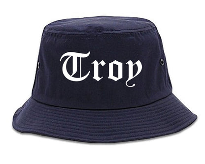 Troy Michigan MI Old English Mens Bucket Hat Navy Blue