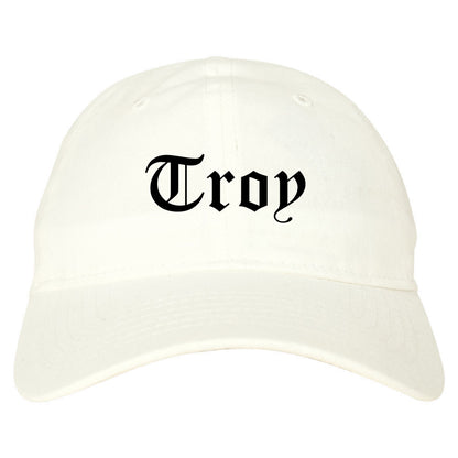 Troy Michigan MI Old English Mens Dad Hat Baseball Cap White