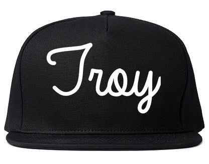Troy Michigan MI Script Mens Snapback Hat Black