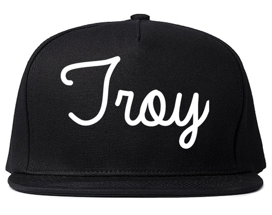 Troy Michigan MI Script Mens Snapback Hat Black