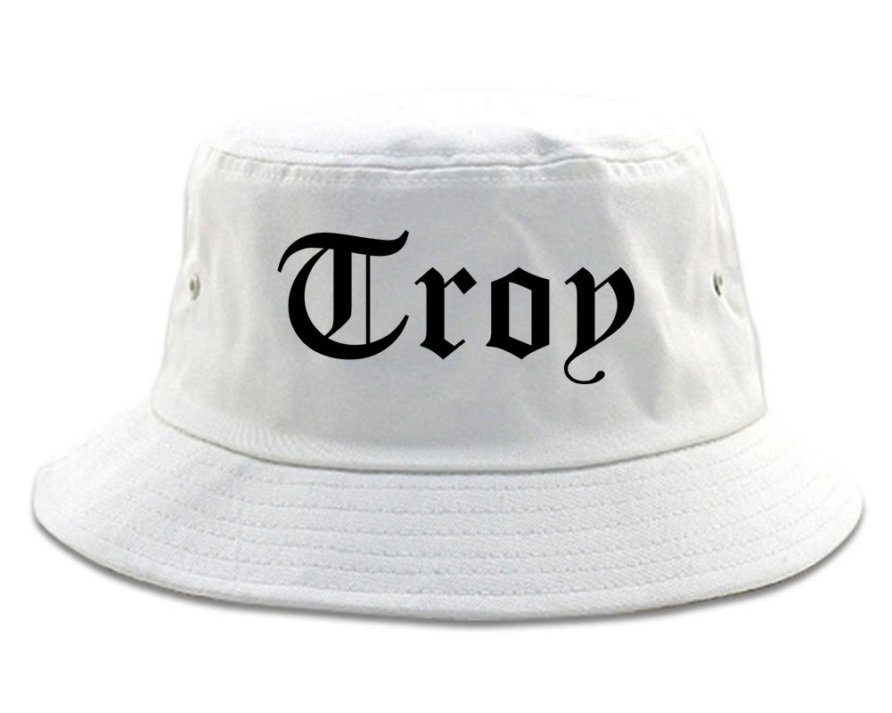 Troy Michigan MI Old English Mens Bucket Hat White