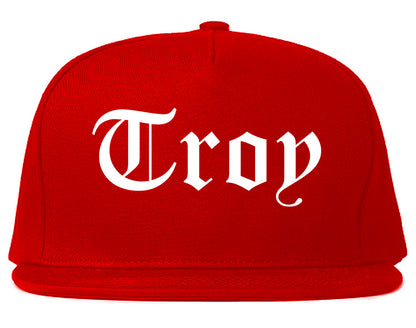 Troy Missouri MO Old English Mens Snapback Hat Red