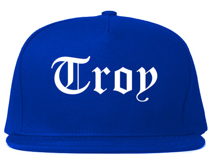 Troy Missouri MO Old English Mens Snapback Hat Royal Blue