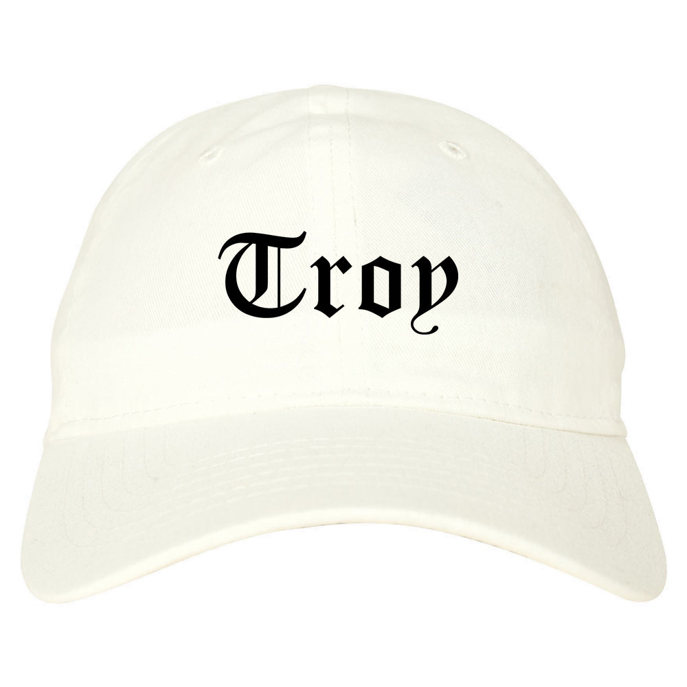 Troy Missouri MO Old English Mens Dad Hat Baseball Cap White