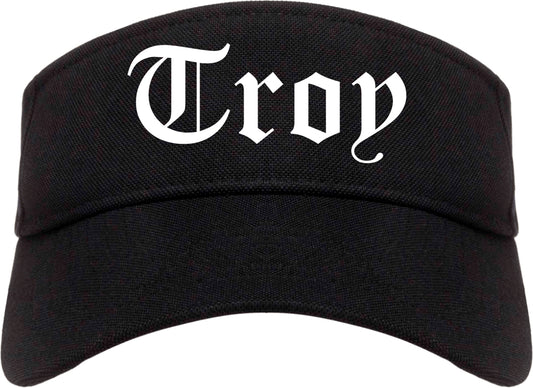 Troy New York NY Old English Mens Visor Cap Hat Black