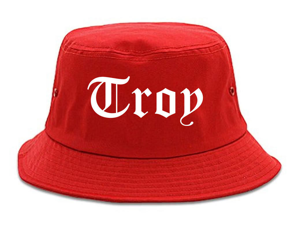 Troy Ohio OH Old English Mens Bucket Hat Red
