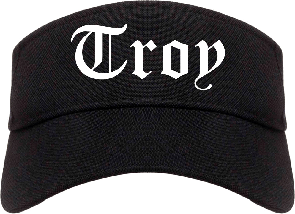 Troy Ohio OH Old English Mens Visor Cap Hat Black