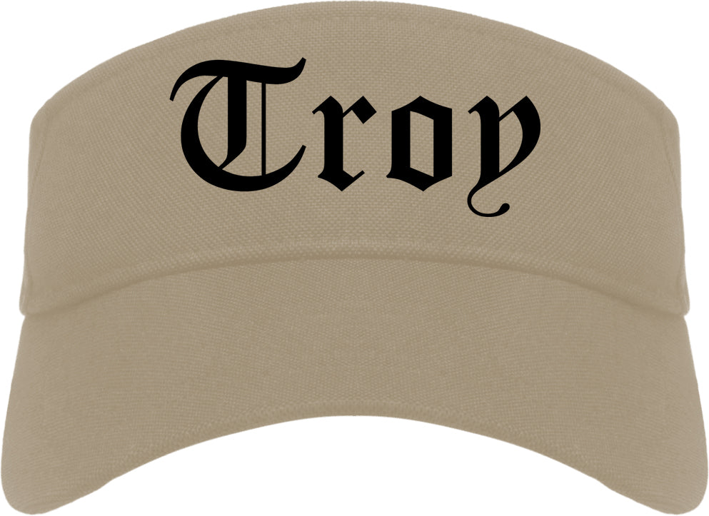 Troy Ohio OH Old English Mens Visor Cap Hat Khaki