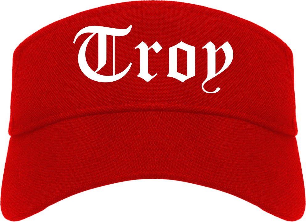 Troy Ohio OH Old English Mens Visor Cap Hat Red