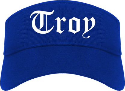 Troy Ohio OH Old English Mens Visor Cap Hat Royal Blue
