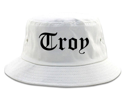 Troy Ohio OH Old English Mens Bucket Hat White