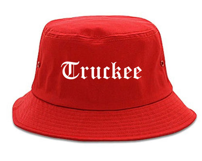 Truckee California CA Old English Mens Bucket Hat Red