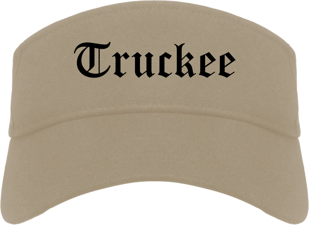 Truckee California CA Old English Mens Visor Cap Hat Khaki