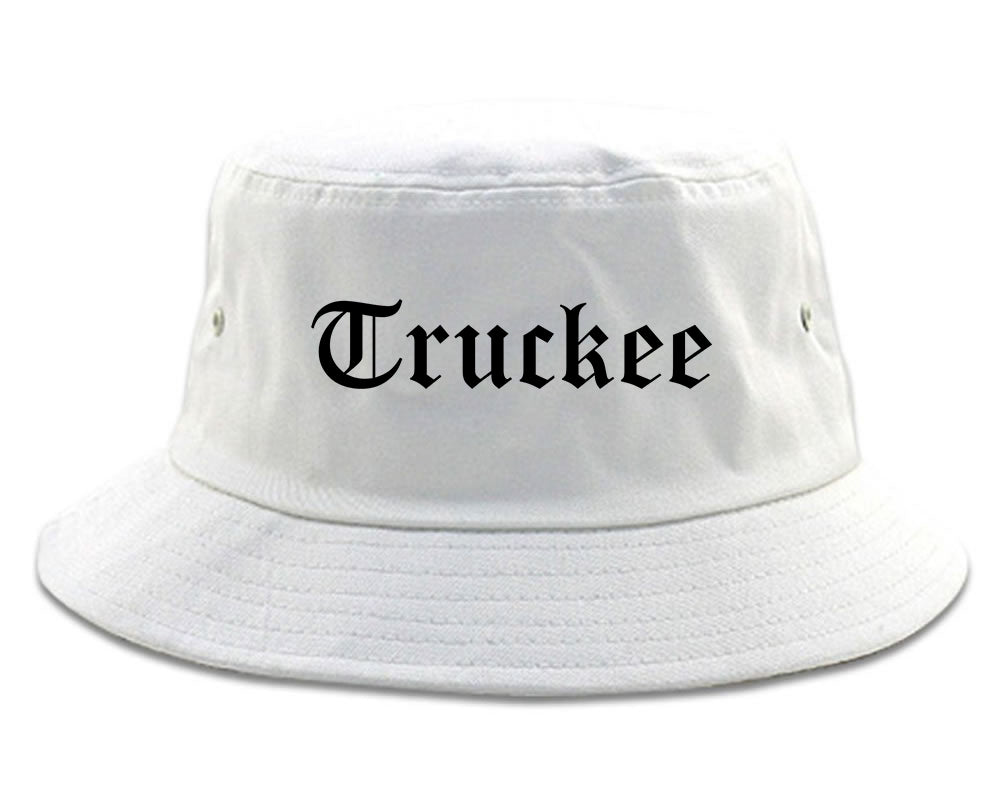 Truckee California CA Old English Mens Bucket Hat White