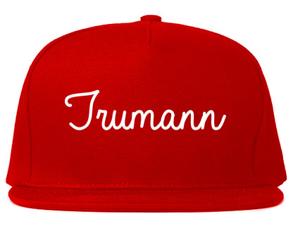 Trumann Arkansas AR Script Mens Snapback Hat Red