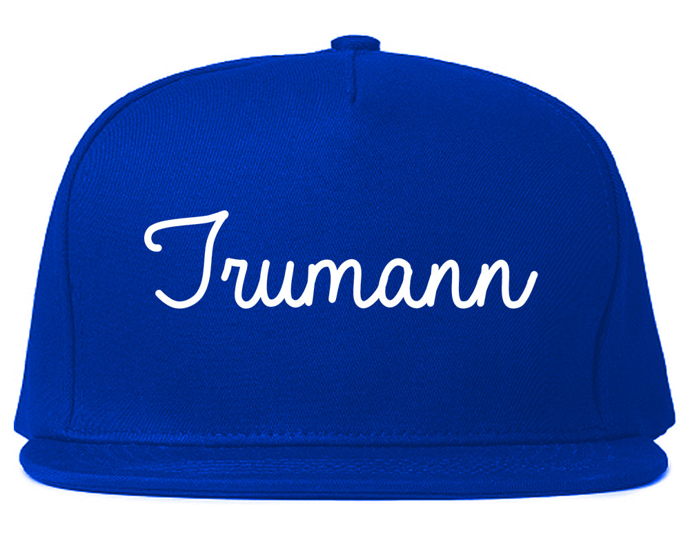 Trumann Arkansas AR Script Mens Snapback Hat Royal Blue