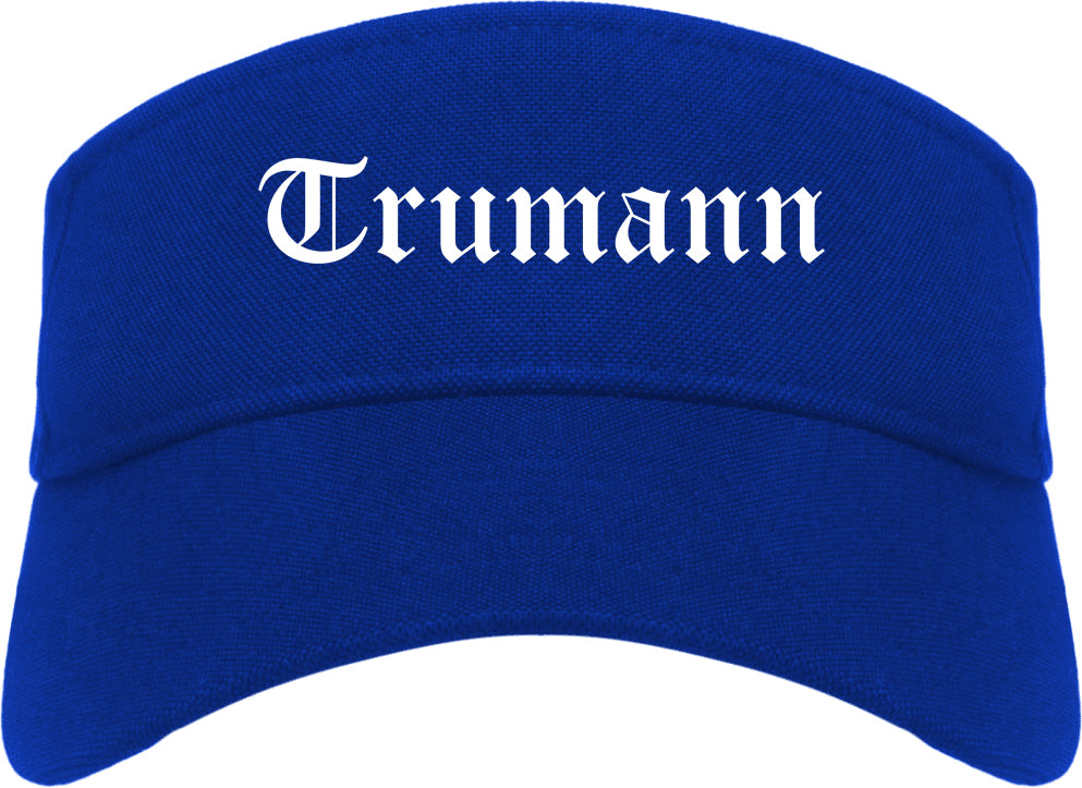 Trumann Arkansas AR Old English Mens Visor Cap Hat Royal Blue