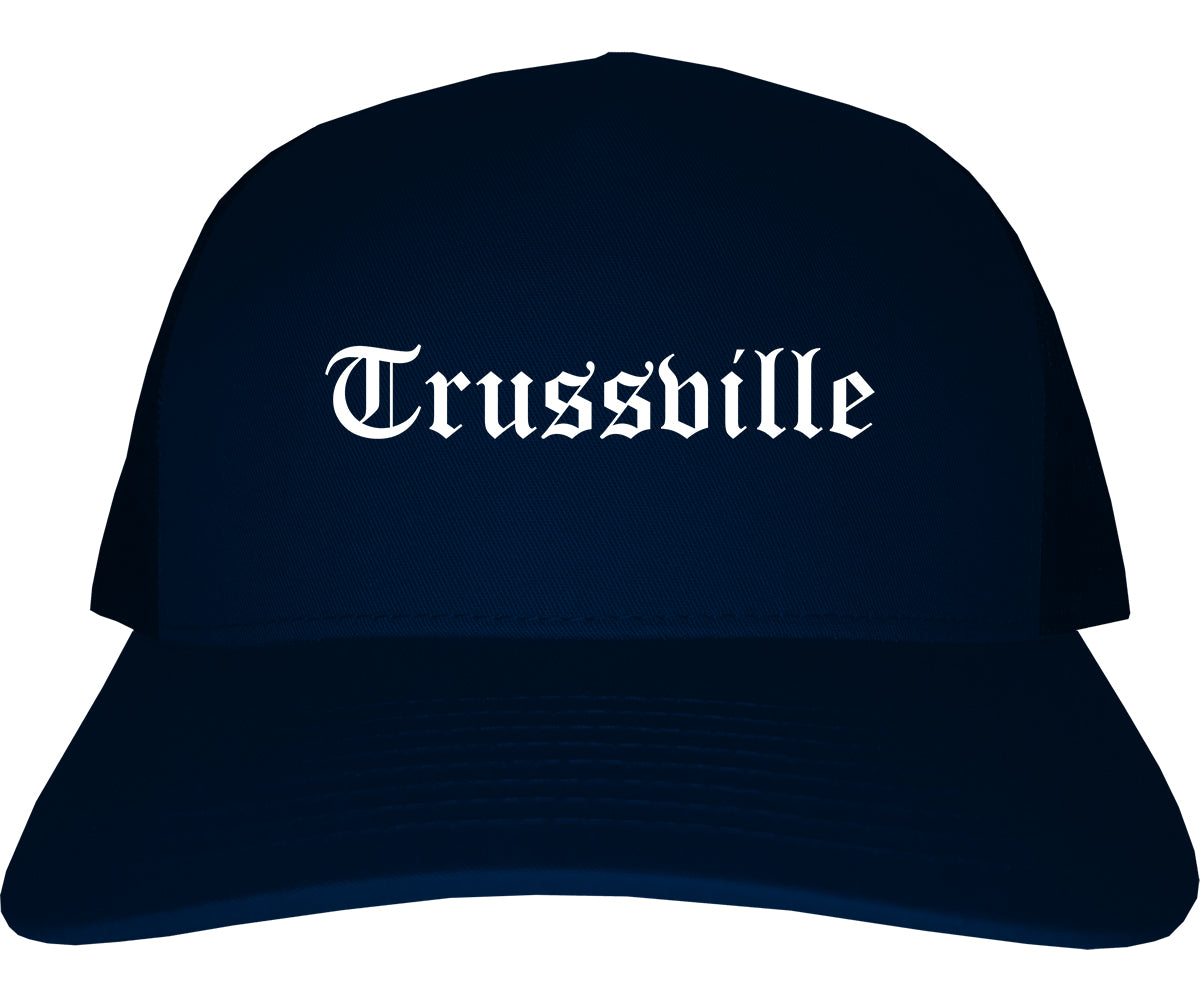 Trussville Alabama AL Old English Mens Trucker Hat Cap Navy Blue