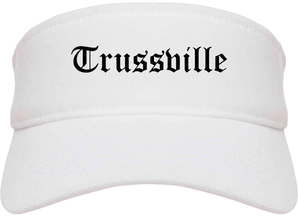 Trussville Alabama AL Old English Mens Visor Cap Hat White