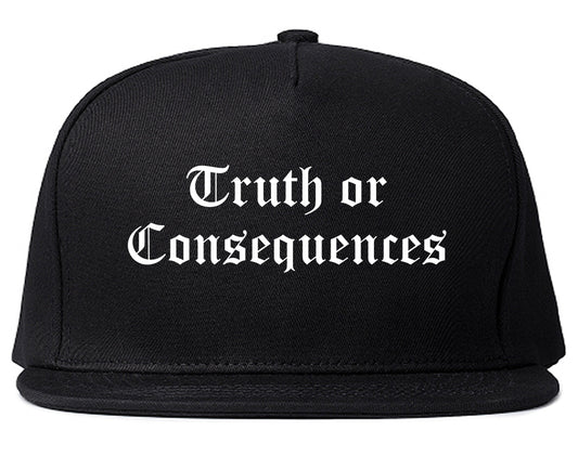 Truth or Consequences New Mexico NM Old English Mens Snapback Hat Black