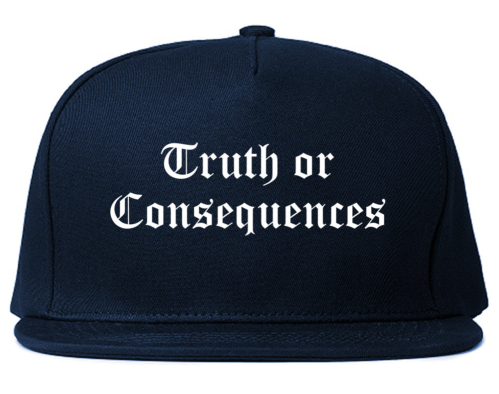 Truth or Consequences New Mexico NM Old English Mens Snapback Hat Navy Blue
