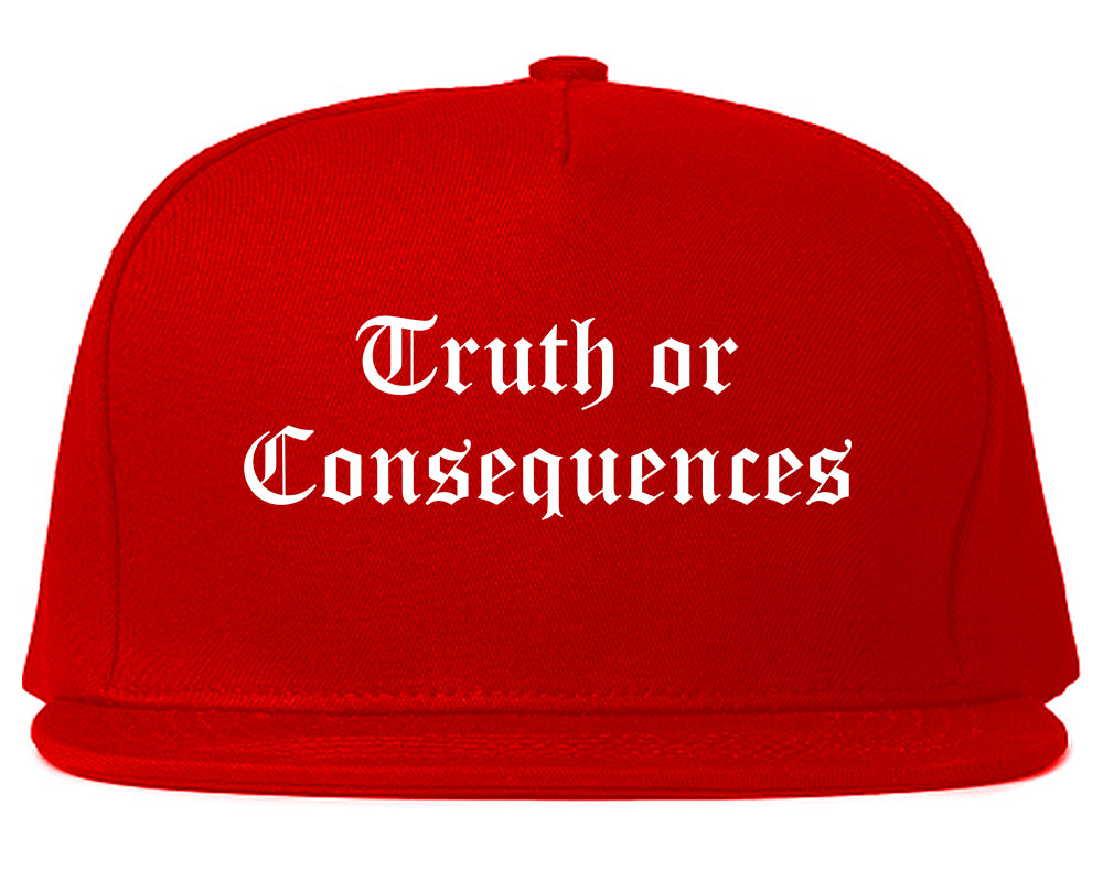 Truth or Consequences New Mexico NM Old English Mens Snapback Hat Red