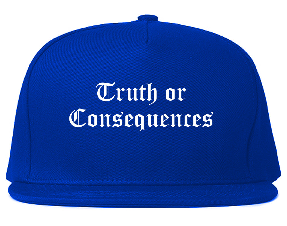 Truth or Consequences New Mexico NM Old English Mens Snapback Hat Royal Blue