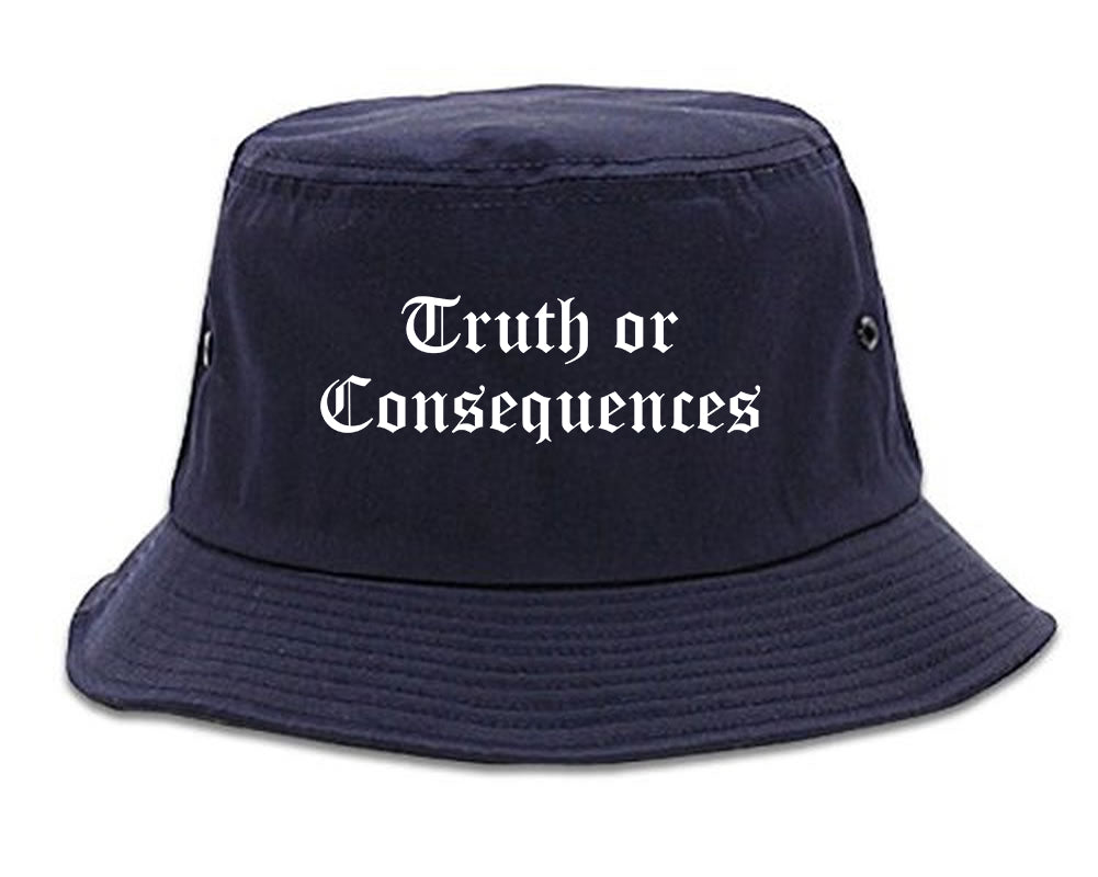 Truth or Consequences New Mexico NM Old English Mens Bucket Hat Navy Blue