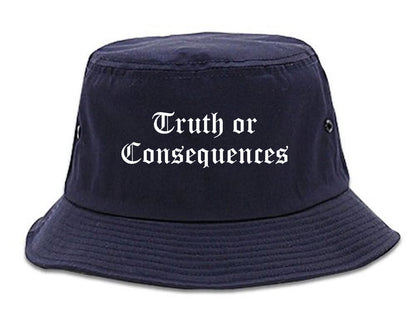 Truth or Consequences New Mexico NM Old English Mens Bucket Hat Navy Blue