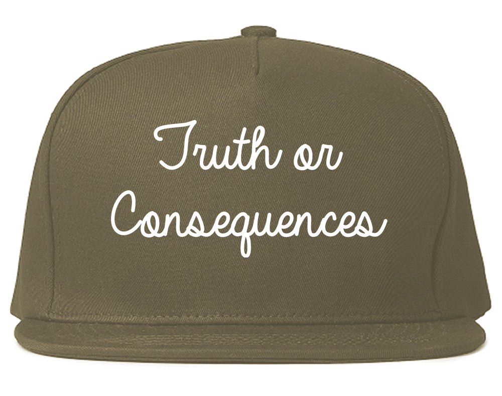 Truth or Consequences New Mexico NM Script Mens Snapback Hat Grey