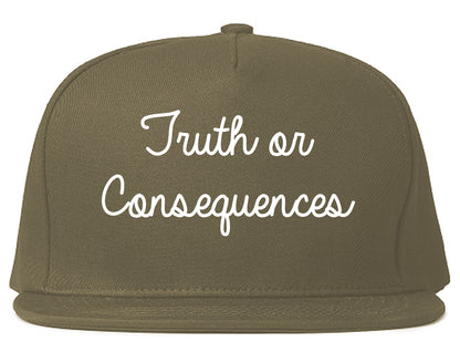 Truth or Consequences New Mexico NM Script Mens Snapback Hat Grey