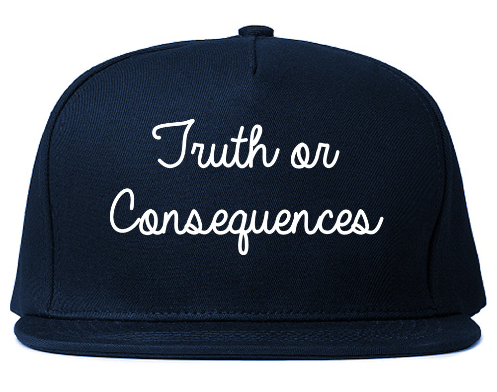 Truth or Consequences New Mexico NM Script Mens Snapback Hat Navy Blue
