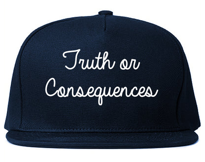 Truth or Consequences New Mexico NM Script Mens Snapback Hat Navy Blue