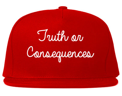 Truth or Consequences New Mexico NM Script Mens Snapback Hat Red