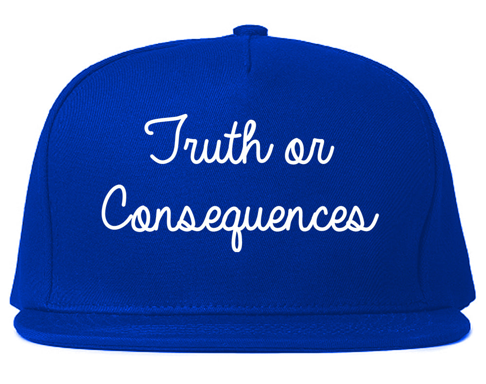 Truth or Consequences New Mexico NM Script Mens Snapback Hat Royal Blue
