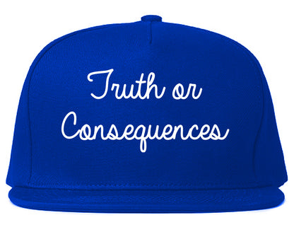 Truth or Consequences New Mexico NM Script Mens Snapback Hat Royal Blue